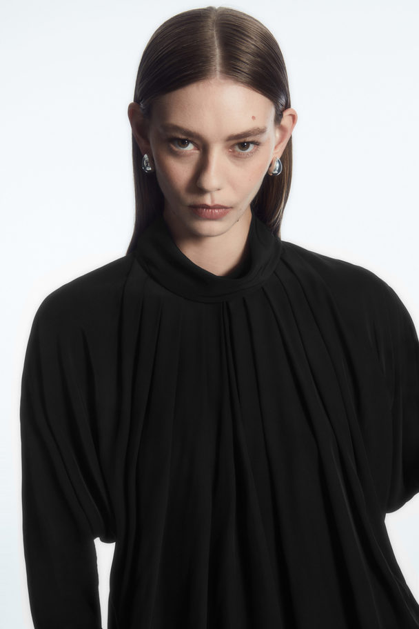COS Pleated Batwing Blouse Black