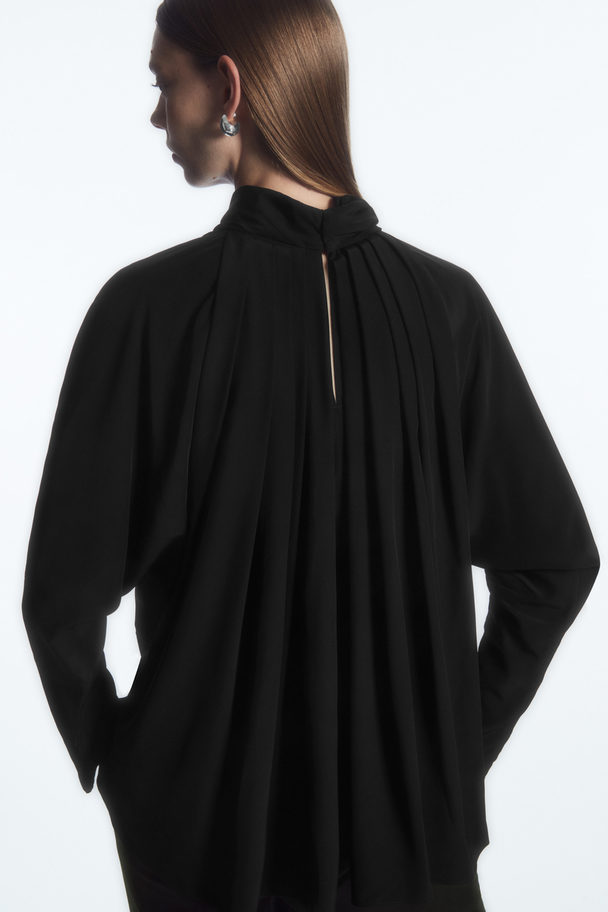 COS Pleated Batwing Blouse Black