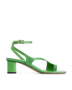 Heeled Leather Sandals Bright Green