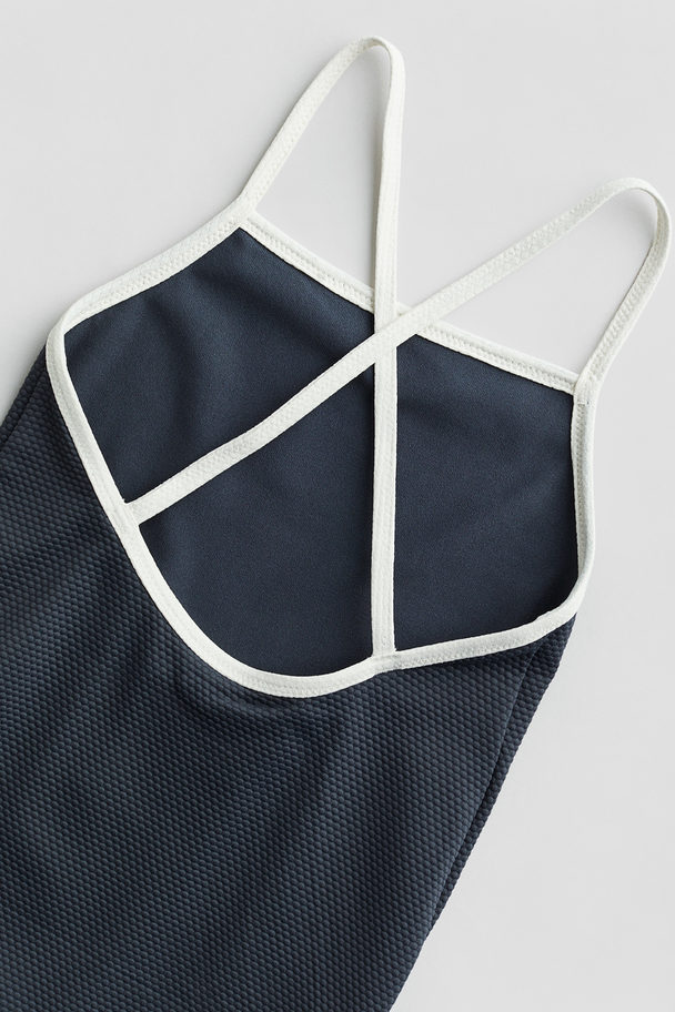 H&M Textured Swimsuit Navy Blue