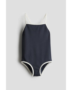 Textured Swimsuit Navy Blue