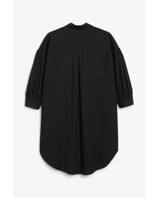 Monki Puff Sleeve Shirt Dress Black