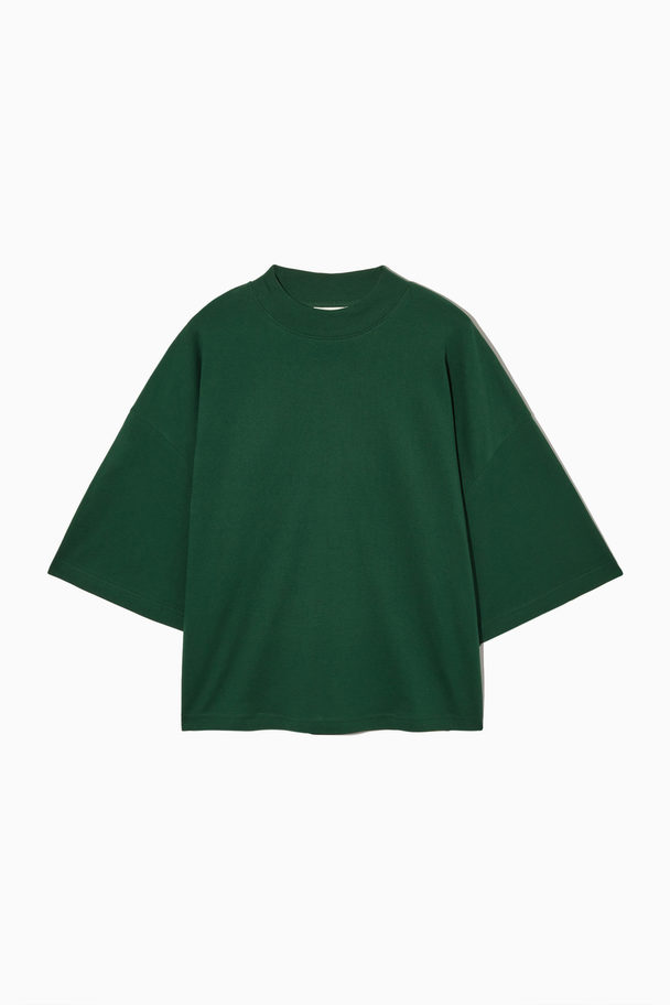 COS Oversized Mock-neck T-shirt Dark Green