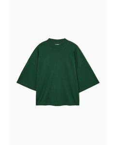 Oversized Mock-neck T-shirt Dark Green