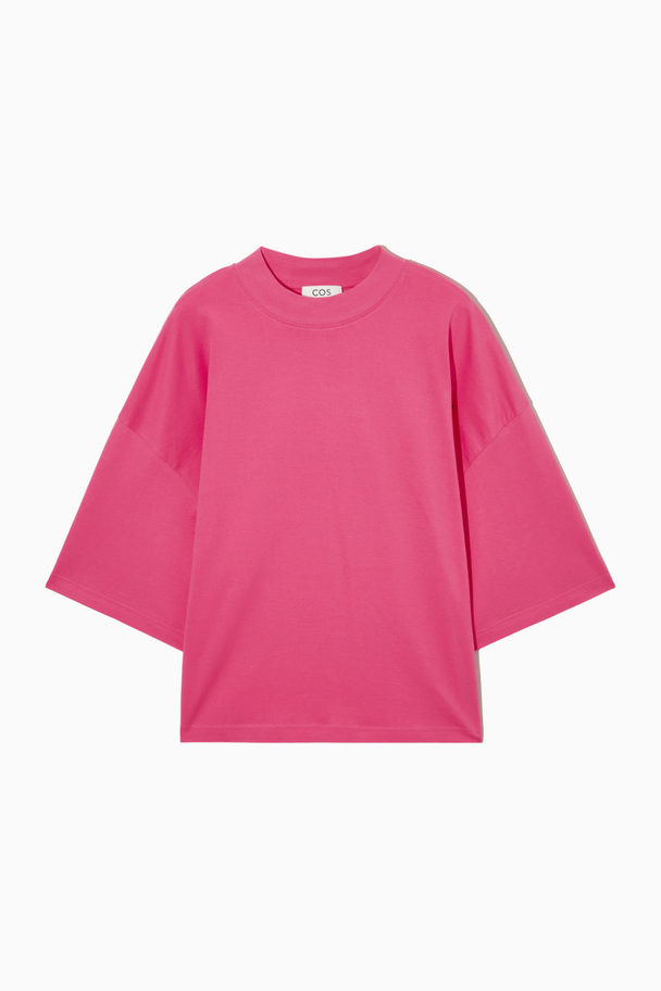 COS Oversized Mock-neck T-shirt Pink