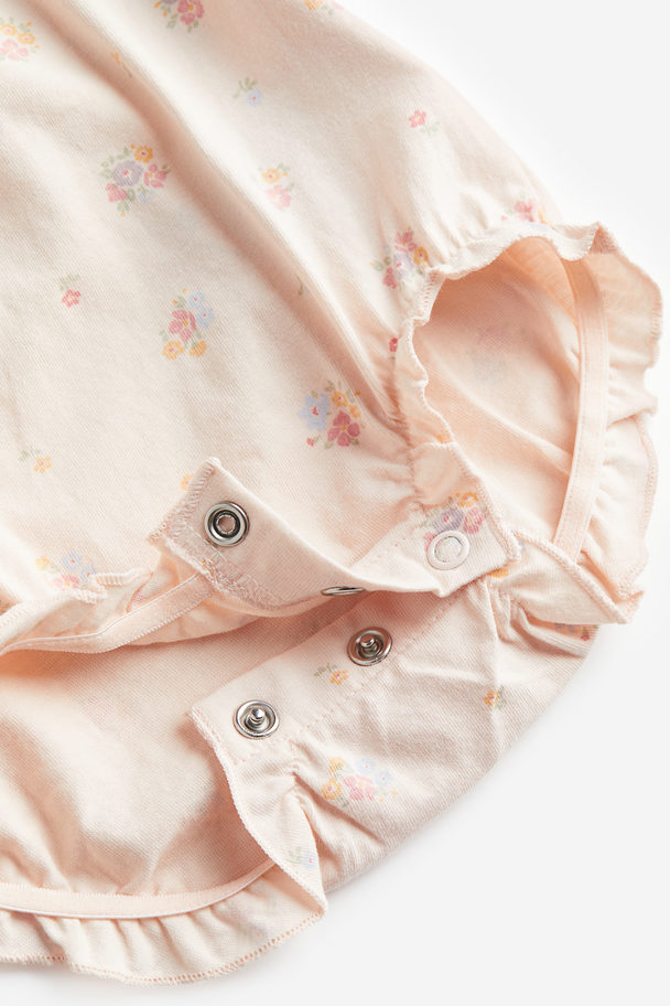 H&M Sleeveless Cotton Romper Suit Light Pink/floral