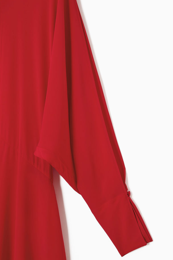 COS Open-sleeve Silk-blend Dress Red