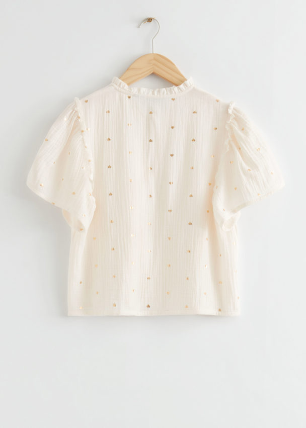& Other Stories Organic Cotton Pyjama Top White And Gold Hearts