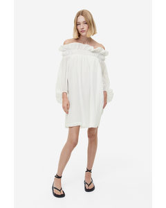 Oversized Off Shoulder-kjole Hvid