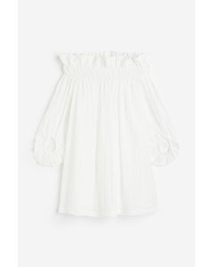 Oversized Off-the-shoulder Dress White