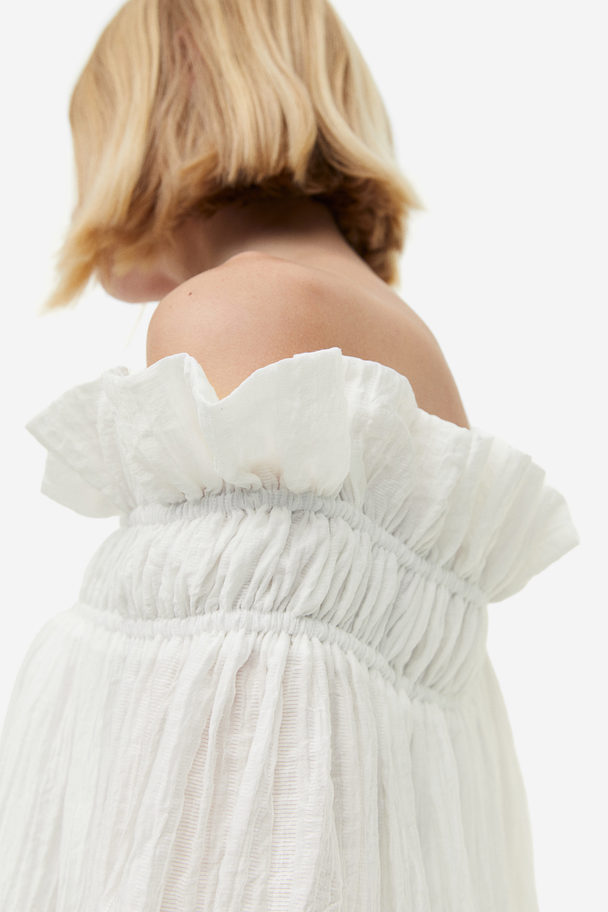 H&M Oversized Off Shoulder-klänning Vit