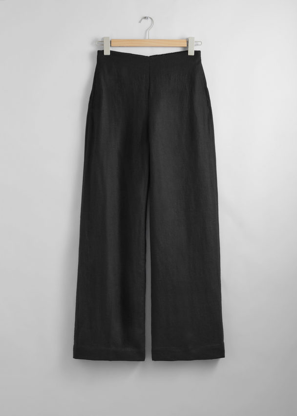 & Other Stories Luftige High-Waist-Hose Schwarz