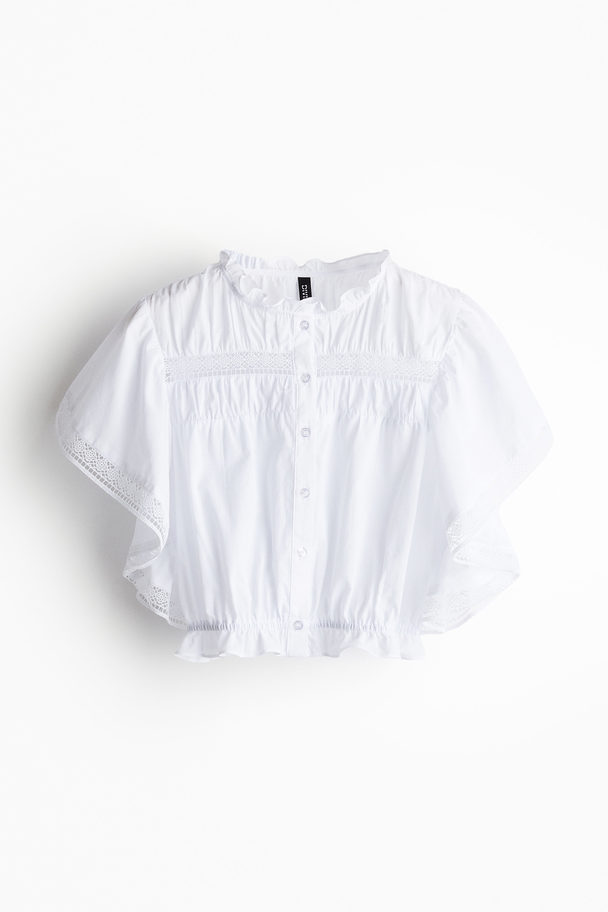 H&M Blouse Met Kant Wit