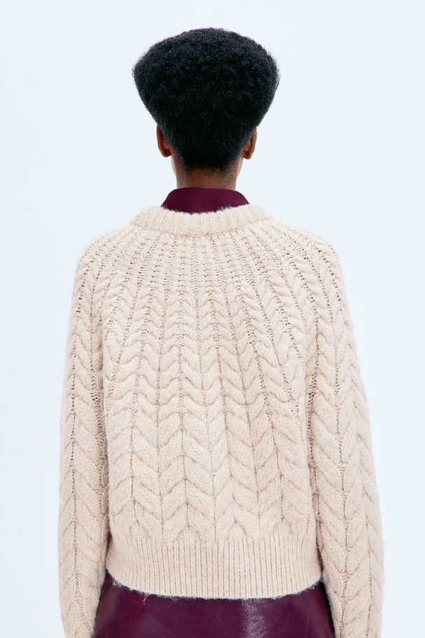 H&M Cable-knit Jumper Powder Pink