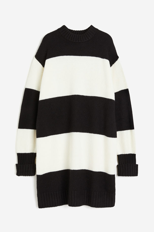 H&M Knitted Dress Black/striped