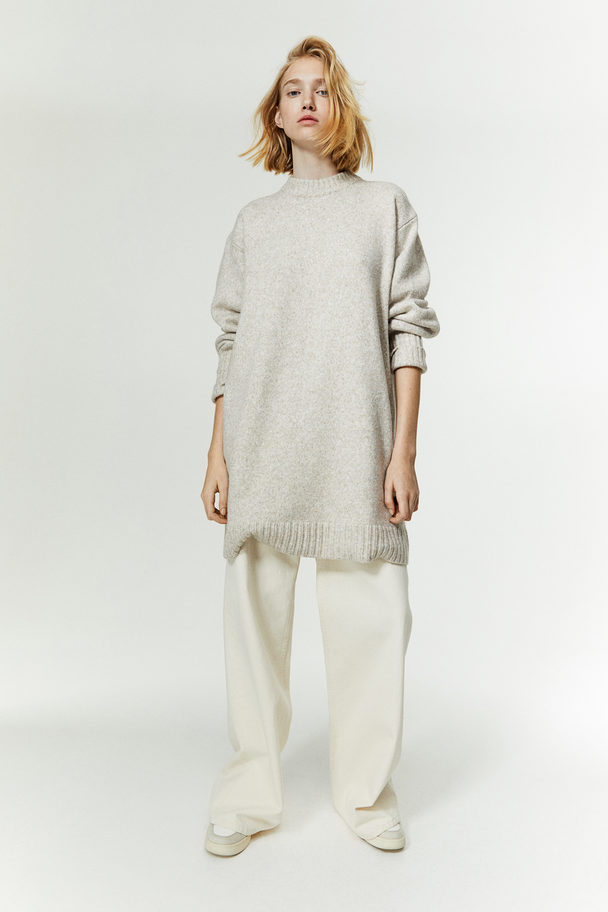 H&M Knitted Dress Light Beige Marl