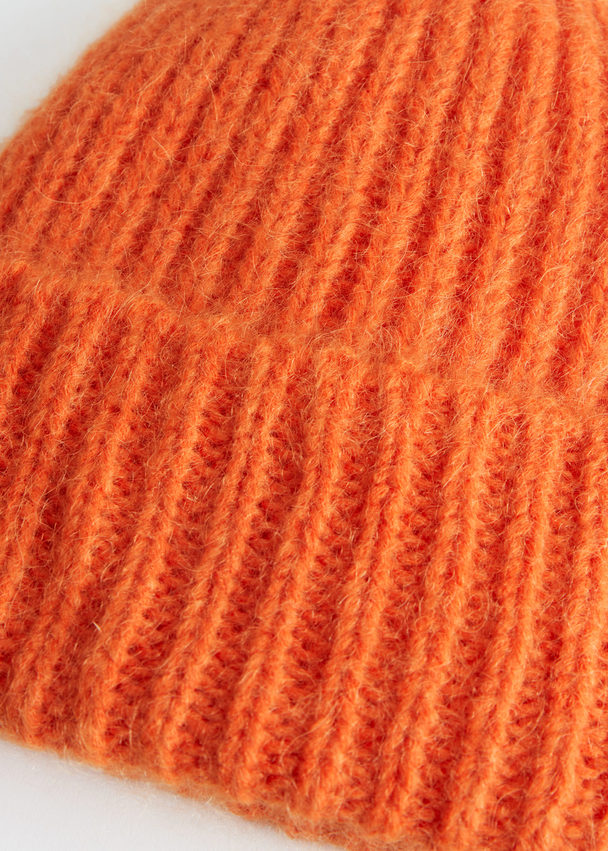 & Other Stories Fuzzy Knit Beanie Orange