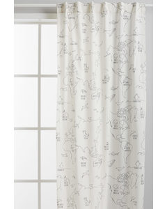 2-pack Patterned Cotton Curtains White/map