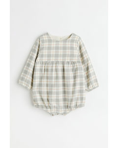 Cotton Romper Suit White/grey Checked