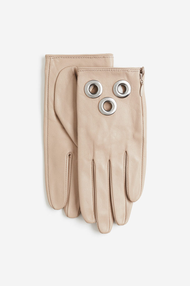 H&M Leather Gloves Beige