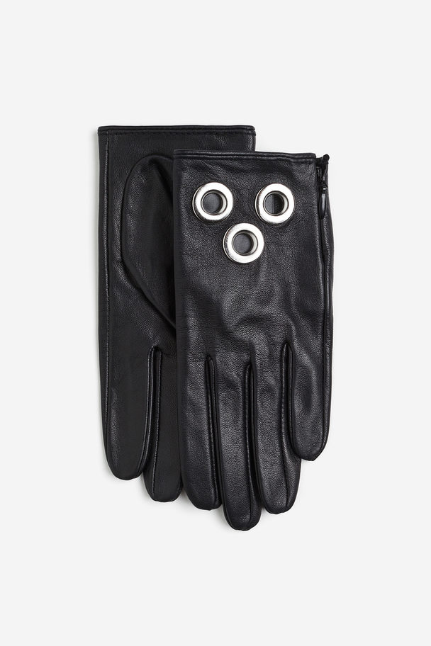 H&M Leather Gloves Black