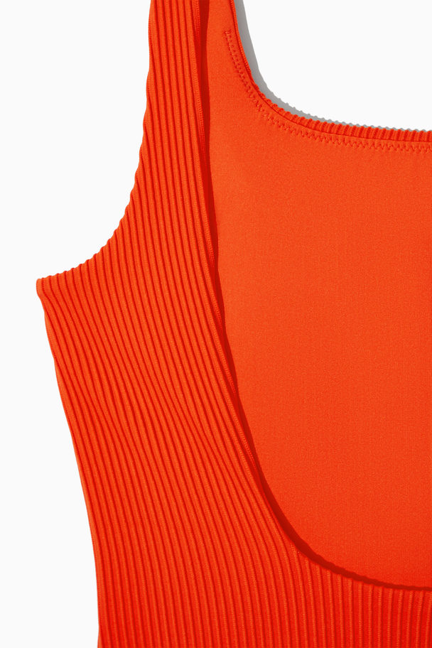 COS Square-neck Ribbed Swimsuit Orange