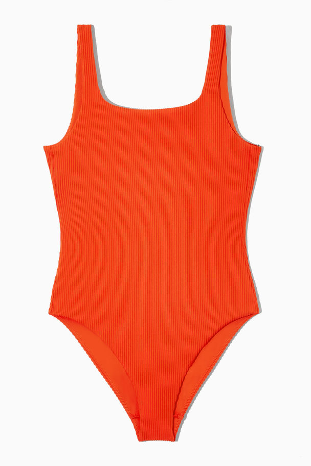 COS Square-neck Ribbed Swimsuit Orange