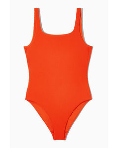 Square-neck Ribbed Swimsuit Orange