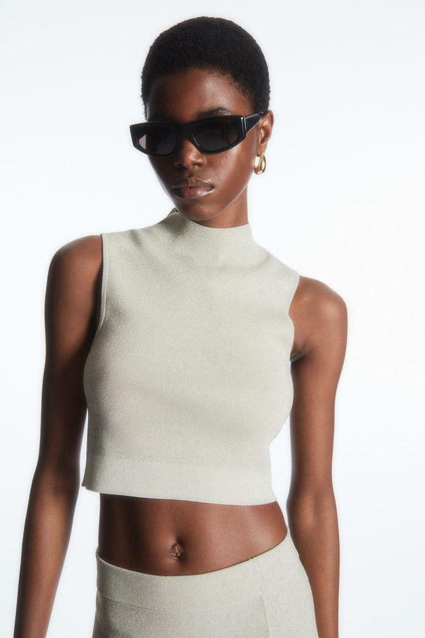 COS Cropped Knitted Sleeveless Top Cream