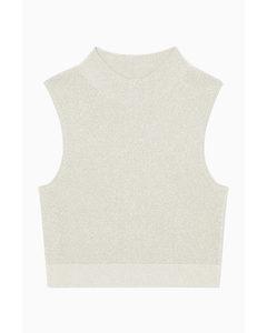 Cropped Knitted Sleeveless Top Cream