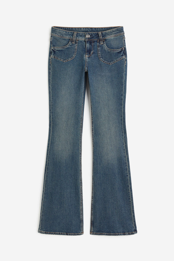H&M Flared Low Jeans Dark Denim Blue