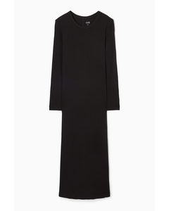 Ribbed Jersey Maxi Dress Black
