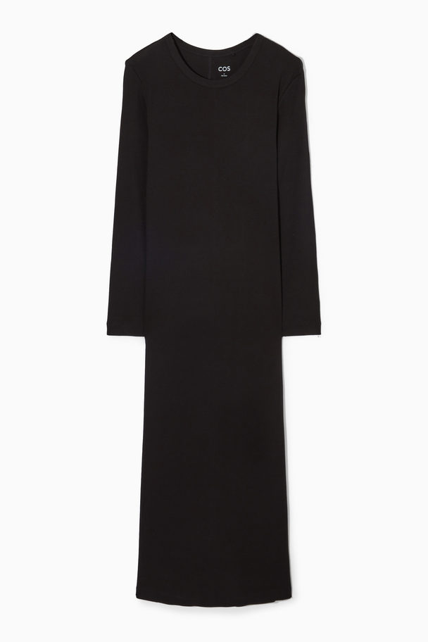 COS Ribbed Jersey Maxi Dress Black