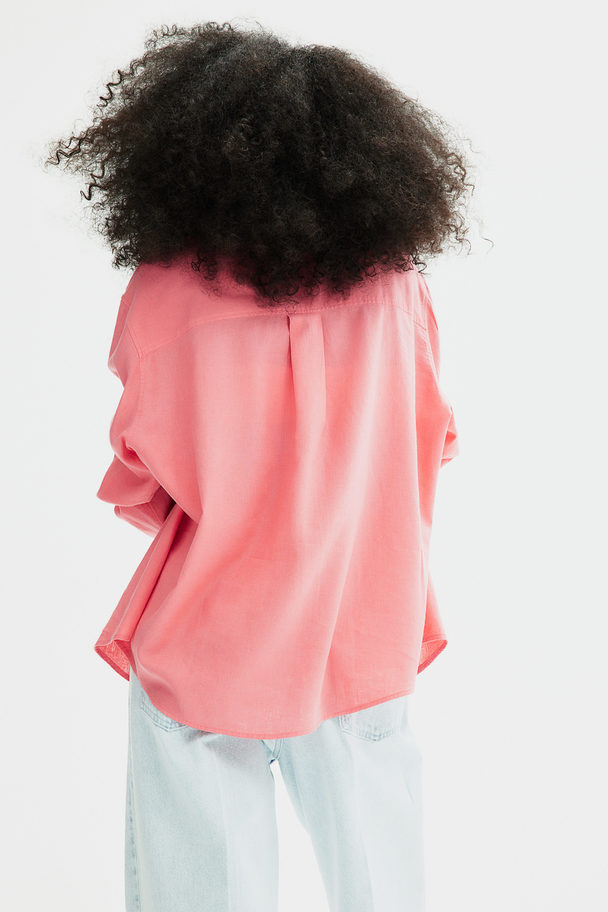 H&M Linen-blend Shirt Pink