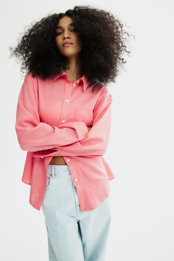 H&M Overhemdblouse Van Linnenmix Roze