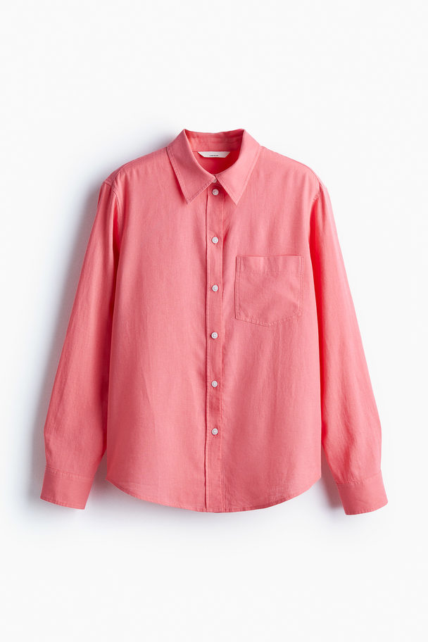 H&M Linen-blend Shirt Pink