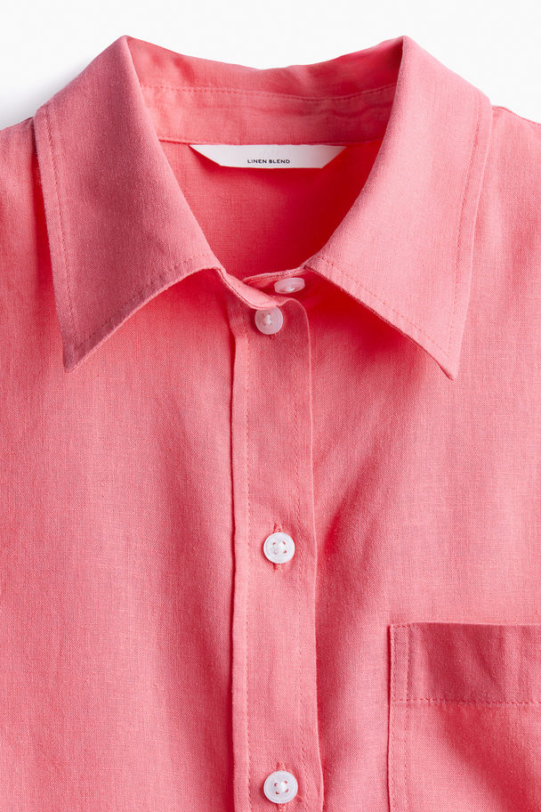 H&M Linen-blend Shirt Pink