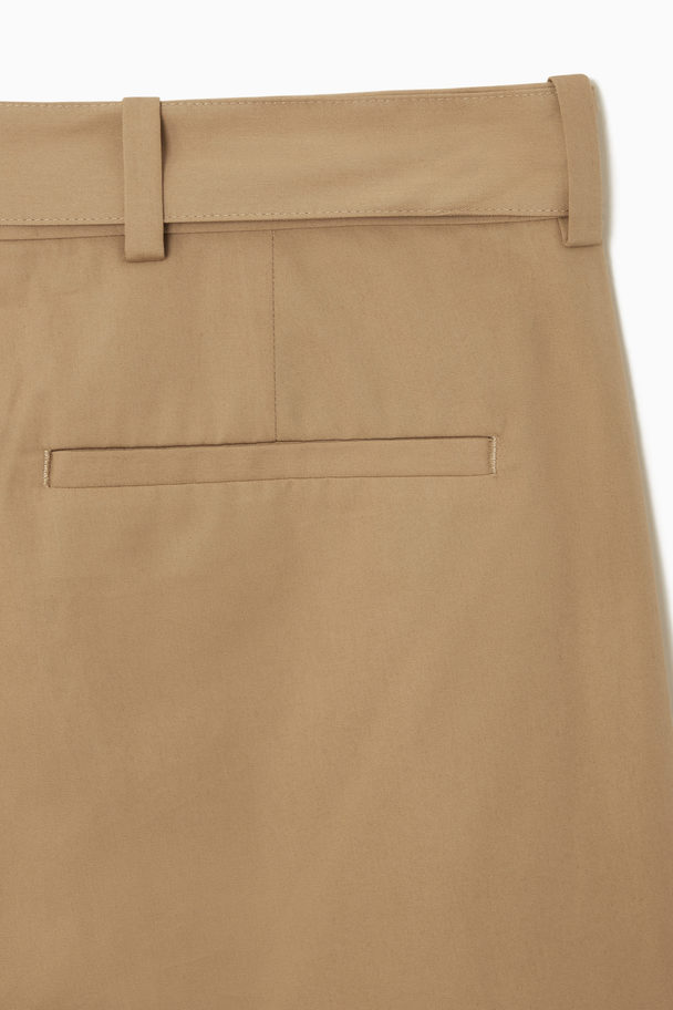 COS Belted Pleated Wide-leg Trousers Beige