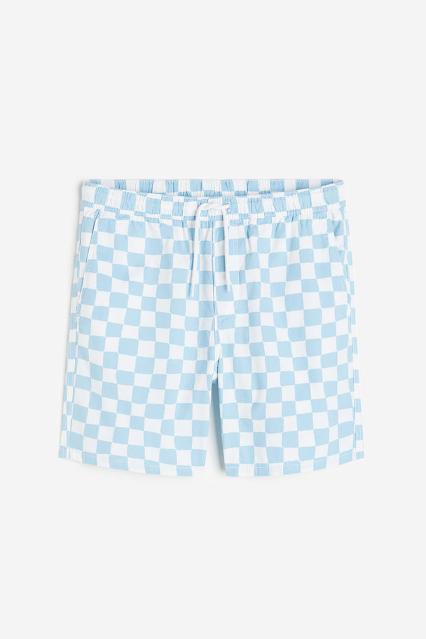 H&M Regular Fit Patterned Shorts Light Blue/white Checked
