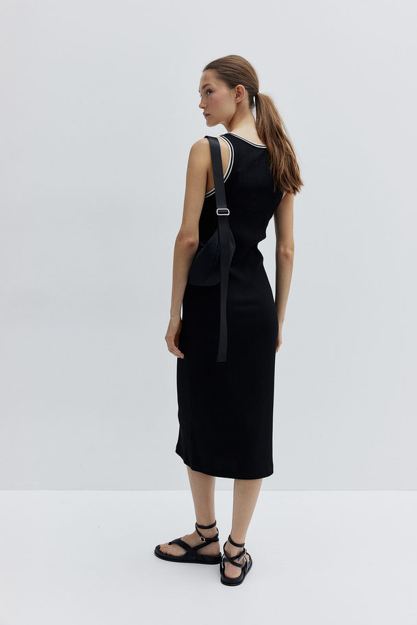 H&M Ribbed Bodycon Dress Black
