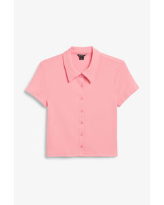 Jersey Button-up Shirt Pink