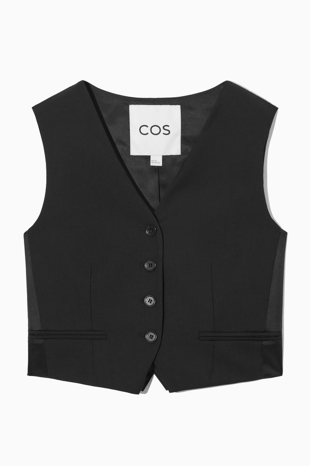 COS Belted Wool Waistcoat Black