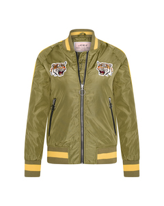 Mhm Fashion Bomber Jacket Tiger Heads Army Gron