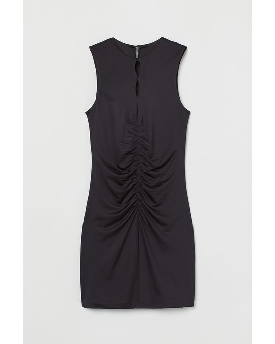 H&M Gathered-detail Dress Black