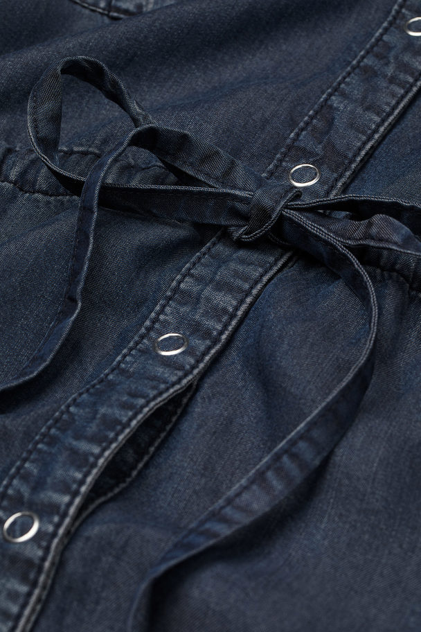 H&M Skjortklänning I Lyocell Mörk Denimblå