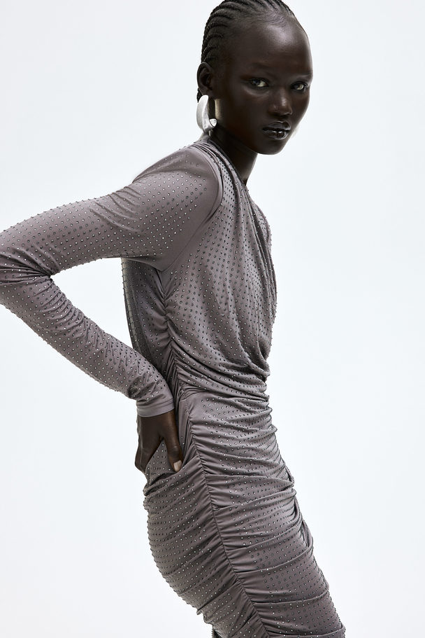 H&M Rhinestone-embellished Dress Grey