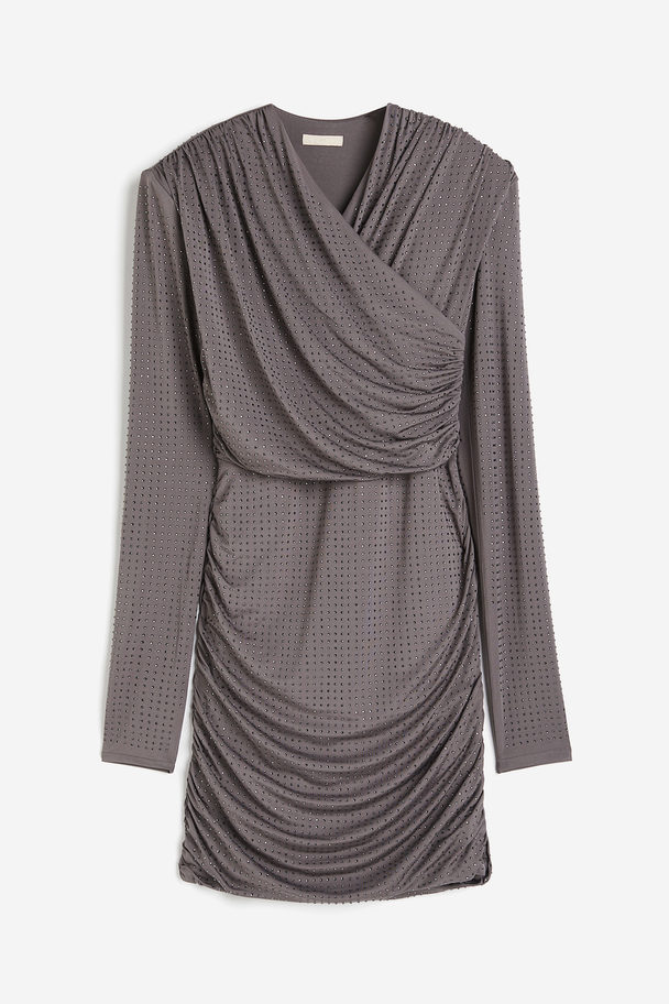 H&M Rhinestone-embellished Dress Grey