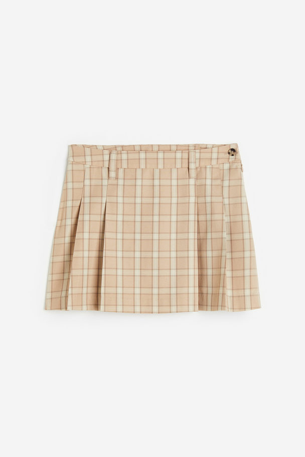 H&M Pleated Skirt Beige/checked