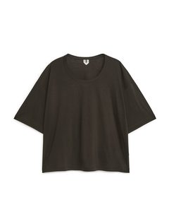 Wide-fit T-shirt Dark Brown