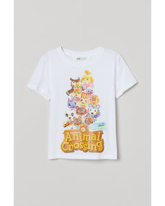 T-shirt med tryck Vit/Animal Crossing